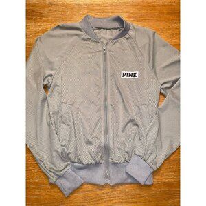 Victorias Secret Pink Gray Perforated Bomber Jacket Womens